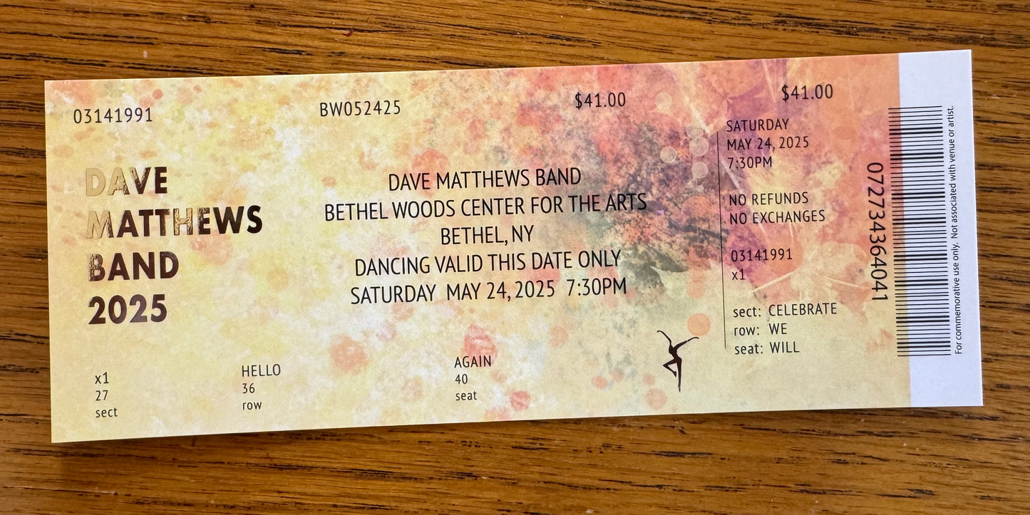 Commemorative Ticket Bethel 5.24.25 | Physical Concert Ticket Souvenir Keepsake Gift