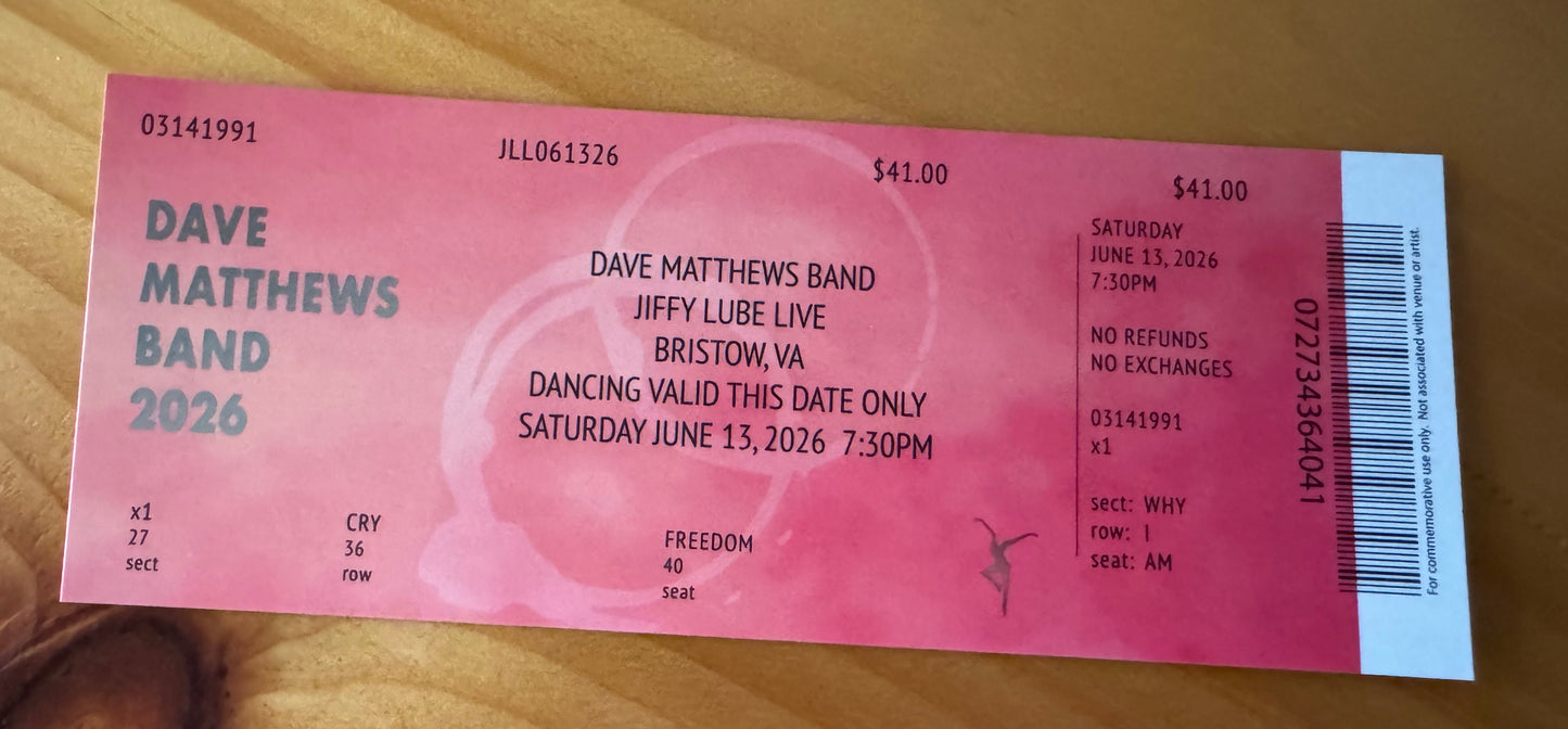 Bristow 6.13.26 Commemorative Ticket Summer Tour 2026