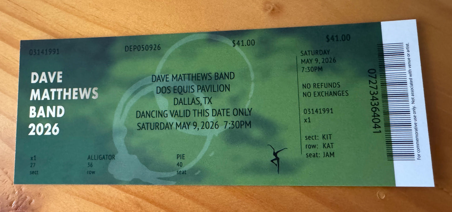Dallas 5.9.26 Commemorative Ticket Summer Tour 2026