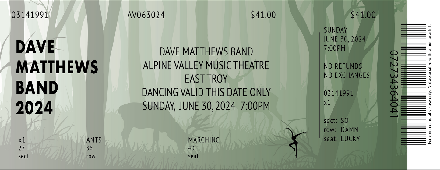 Commemorative Ticket Alpine 6.21.24 + 6.22.24 Summer Tour 2024 | Physical Concert Ticket Souvenir Keepsake Gift