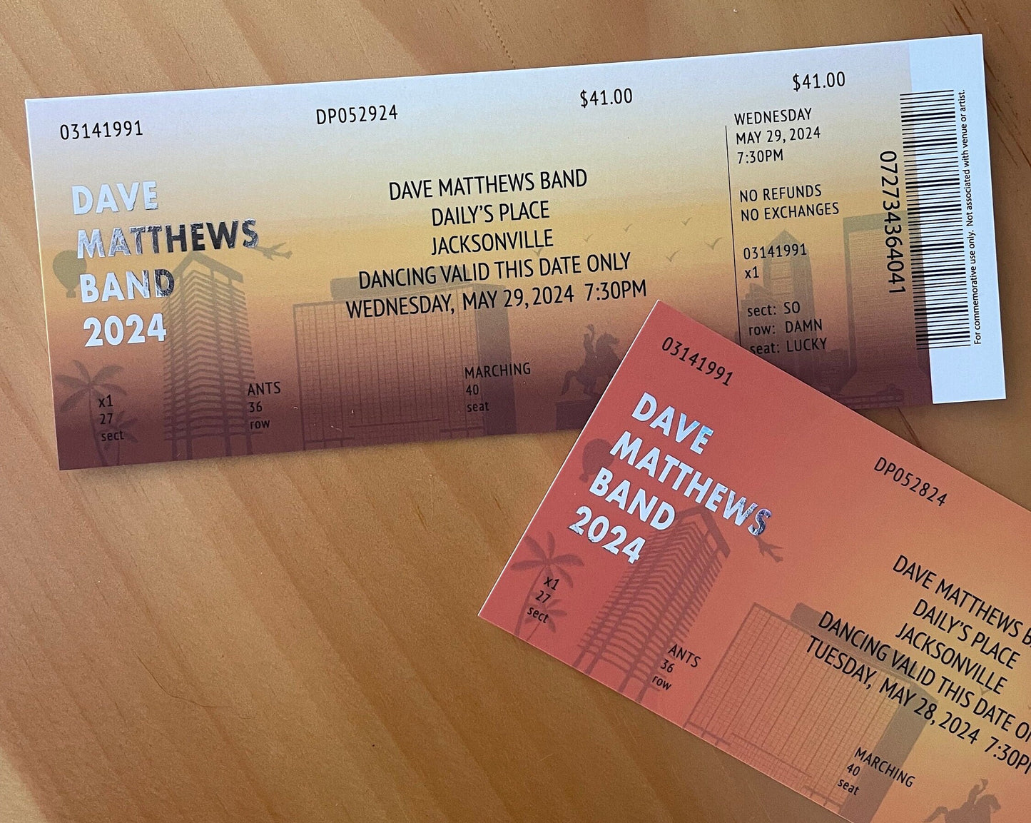 DMB Summer Tour 2024 Jacksonville 5.29.24 Commemorative Ticket