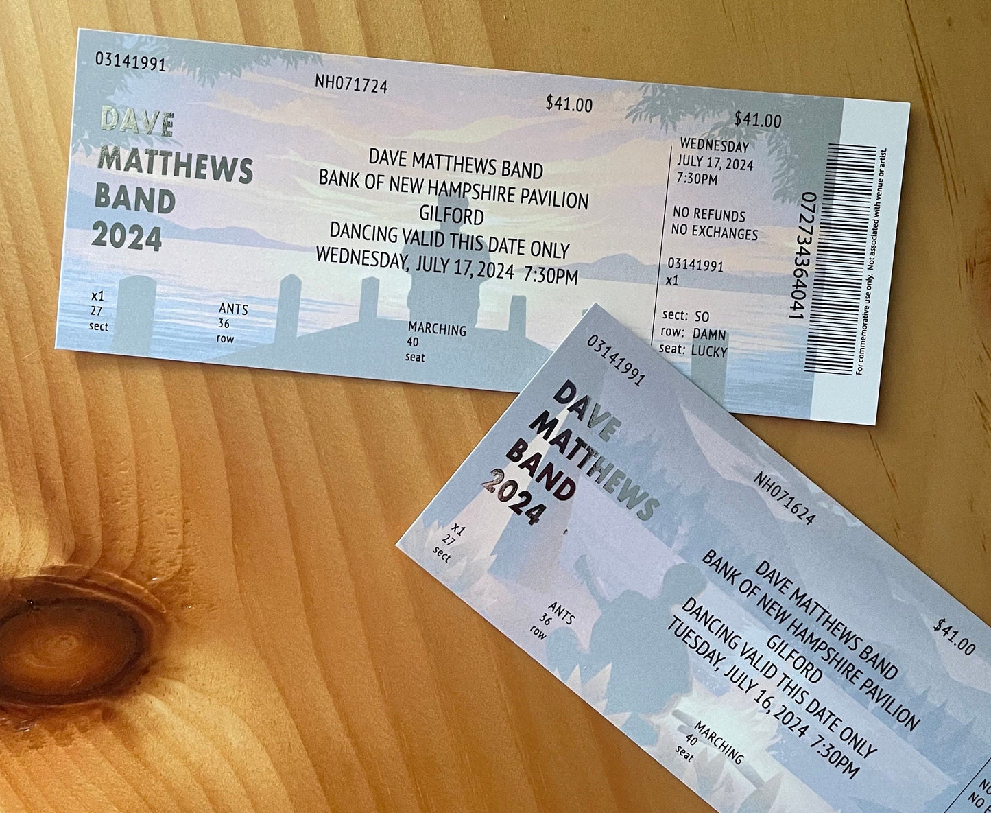 DMB Summer Tour 2024 Gilford 7.16.24 + 7.17.24 Commemorative Ticket