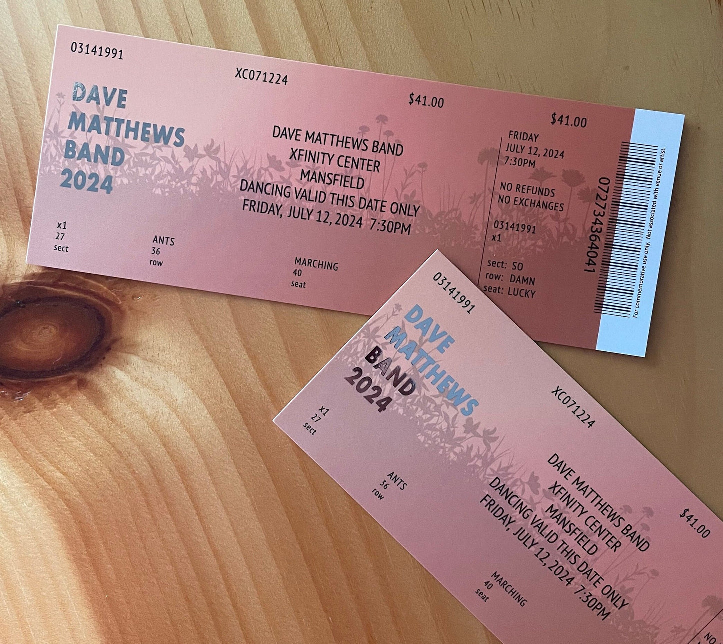 DMB Summer Tour 2024 Mansfield 7.12.24 Commemorative Ticket