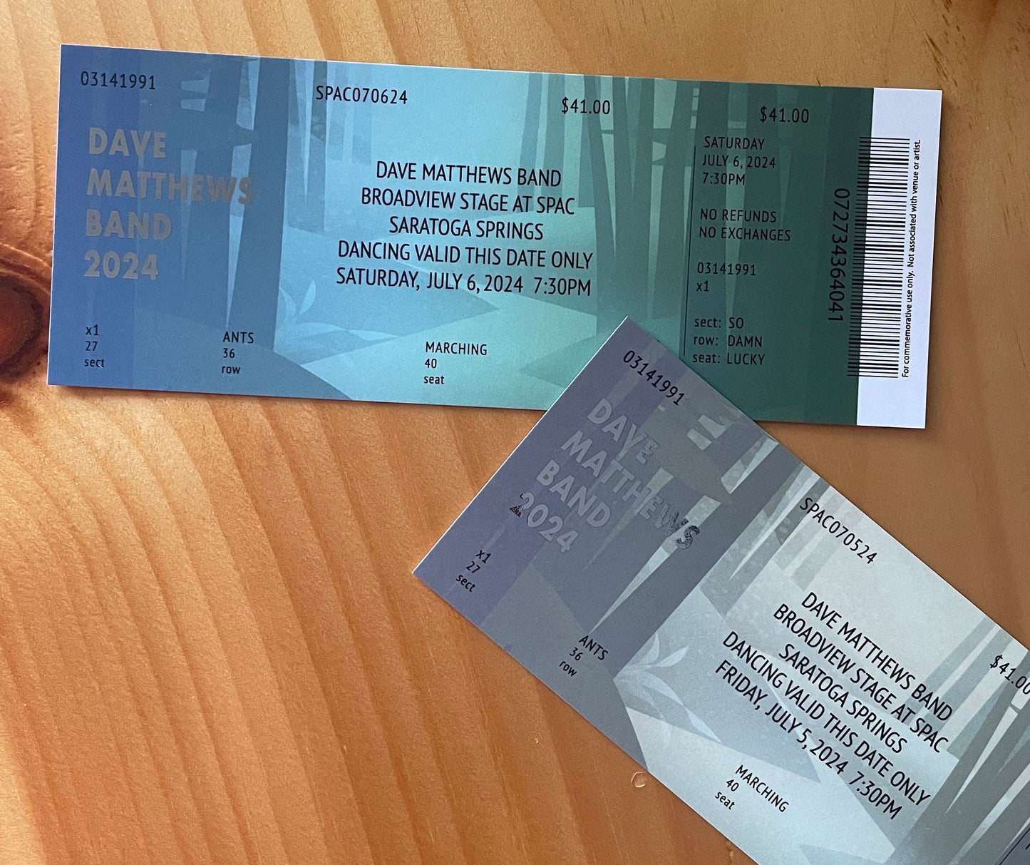 DMB Summer Tour 2024 SPAC 7.5.24 + 7.6.24 Commemorative Ticket