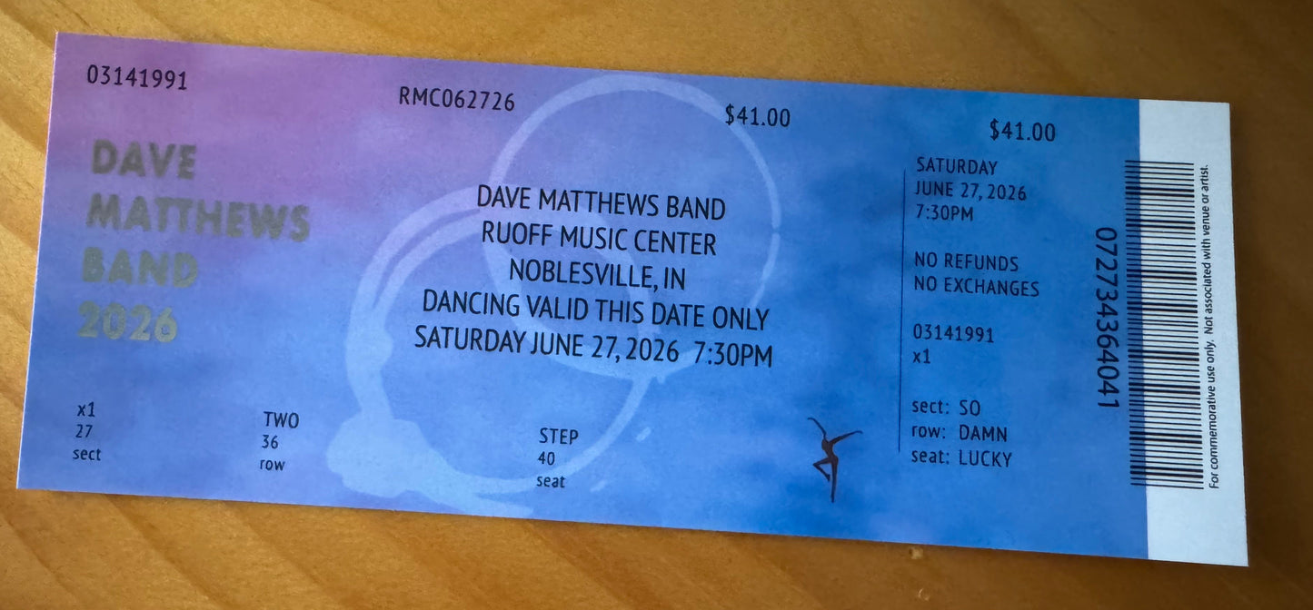 Noblesville 6.26.26 + 6.27.26 Commemorative Ticket Summer Tour 2026