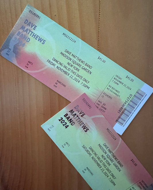 Commemorative Ticket MSG 11.22.24 + 11.23.24 Fall Tour 2024 | Physical Concert Ticket Souvenir Keepsake Gift