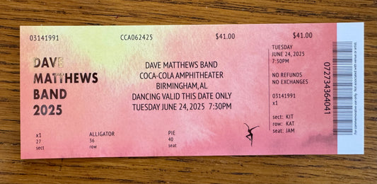 Commemorative Ticket Birmingham 6.24.25 | Physical Concert Ticket Souvenir Keepsake Gift