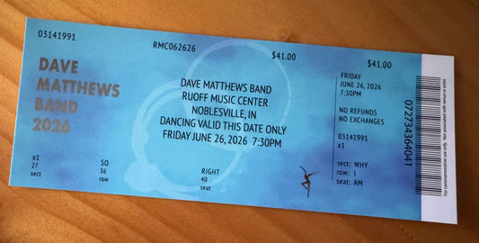 Noblesville 6.26.26 + 6.27.26 Commemorative Ticket Summer Tour 2026