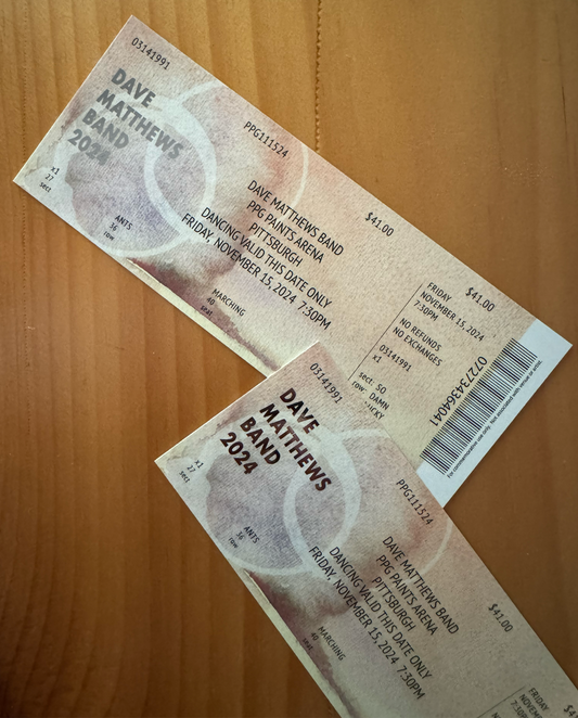 Commemorative Ticket Pittsburgh 11.15.24 Fall Tour 2024 | Physical Concert Ticket Souvenir Keepsake Gift
