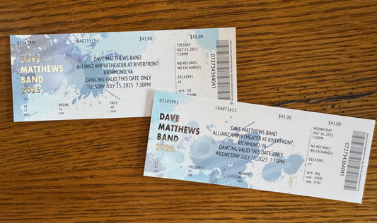 Commemorative Tickets Richmond 7.15.25 + 7.16.25 | Physical Concert Ticket Souvenir Keepsake Gift
