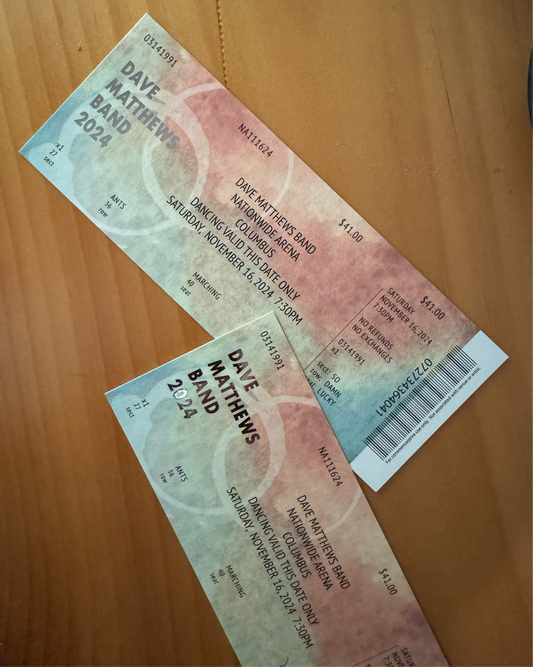Commemorative Ticket Columbus 11.16.24 Fall Tour 2024 | Physical Concert Ticket Souvenir Keepsake Gift
