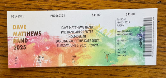 Commemorative Ticket Holmdel 6.3.25 | Physical Concert Ticket Souvenir Keepsake Gift