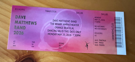 Orange Beach 5.25.26 Commemorative Ticket Summer Tour 2026