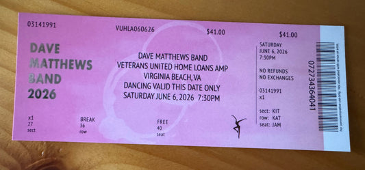 Virginia Beach 6.6.26 Commemorative Ticket Summer Tour 2026