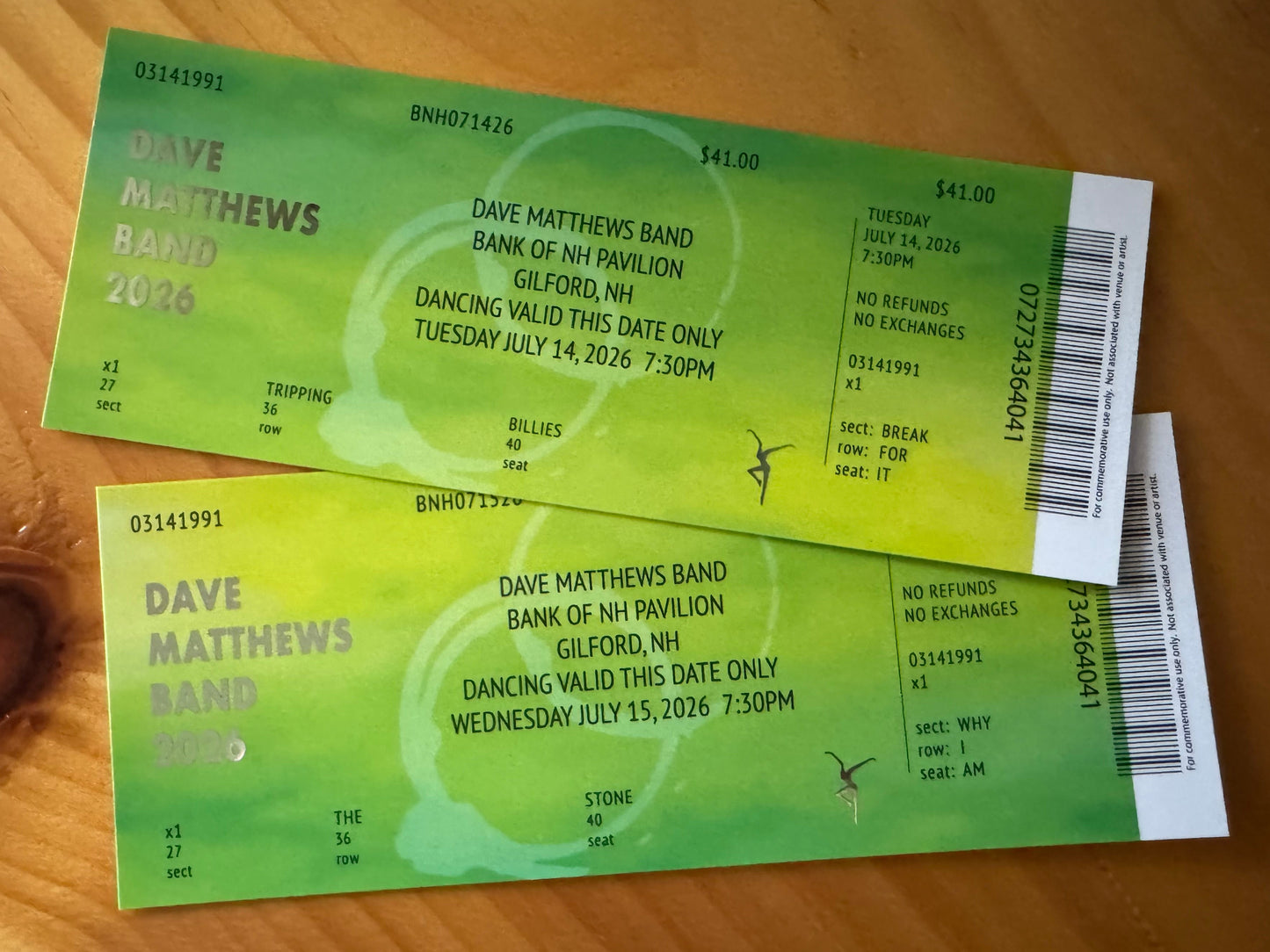 Gilford 7.14.26 + 7.15.26 Commemorative Ticket Summer Tour 2026