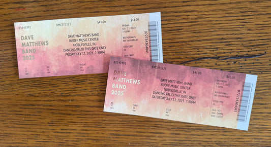 Commemorative Tickets Noblesville 7.11.25 + 7.12.25 | Physical Concert Ticket Souvenir Keepsake Gift