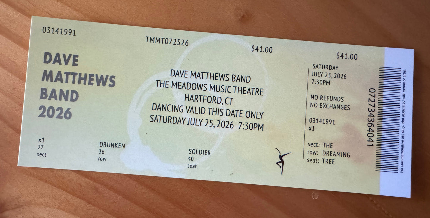 Hartford 7.25.26 Commemorative Ticket Summer Tour 2026