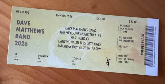 Hartford 7.25.26 Commemorative Ticket Summer Tour 2026