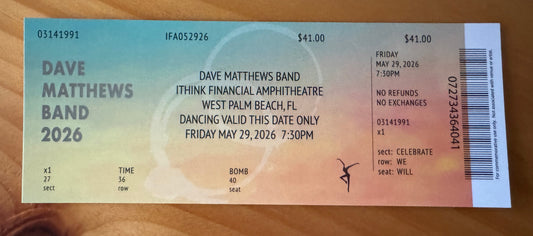 West Palm Beach 5.29.26 + 5.30.26 Commemorative Ticket Summer Tour 2026