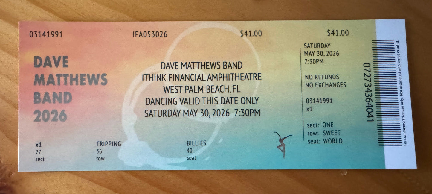 West Palm Beach 5.29.26 + 5.30.26 Commemorative Ticket Summer Tour 2026