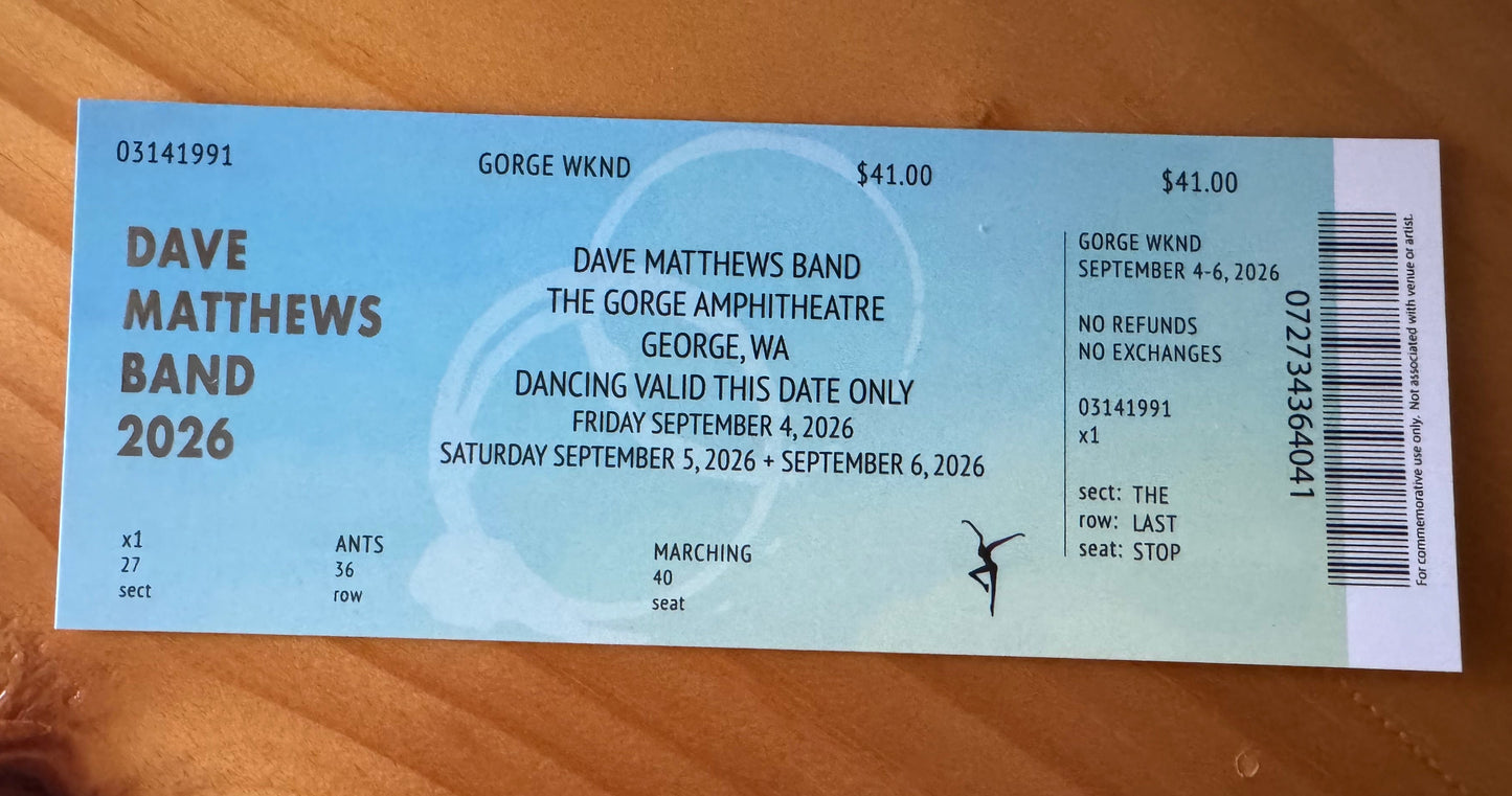Gorge Weekend 9.4.26-9.6.26 Commemorative Ticket Summer Tour 2026