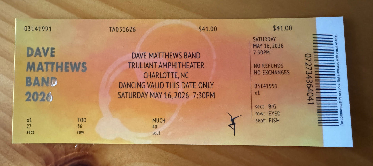 Charlotte 5.16.26 Commemorative Ticket Summer Tour 2026