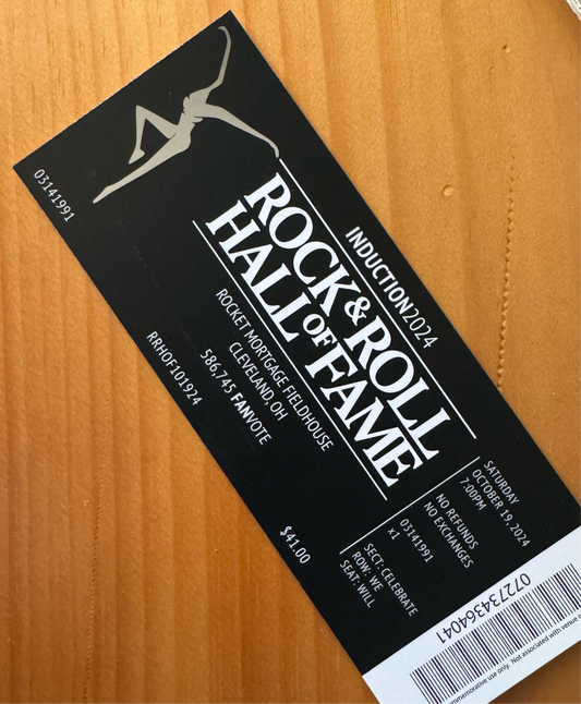 Commemorative Ticket Rock Hall of Fame Induction 10.19.24 | Physical Concert Ticket Souvenir Keepsake Gift