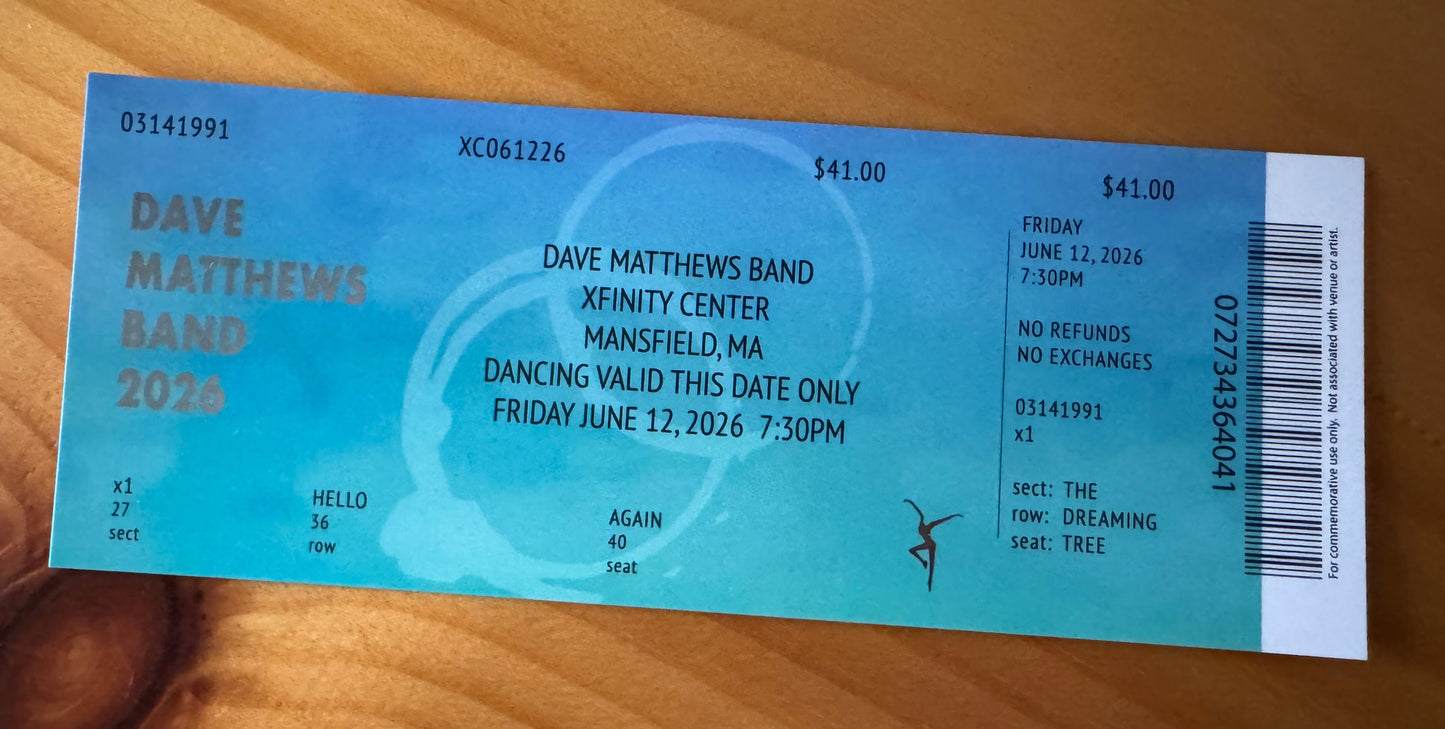 Mansfield 6.12.26 Commemorative Ticket Summer Tour 2026