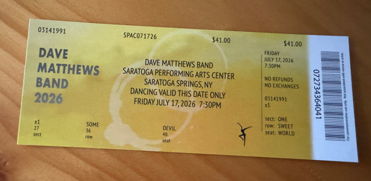 Saratoga 7.17.26 + 7.18.26 Commemorative Ticket Summer Tour 2026