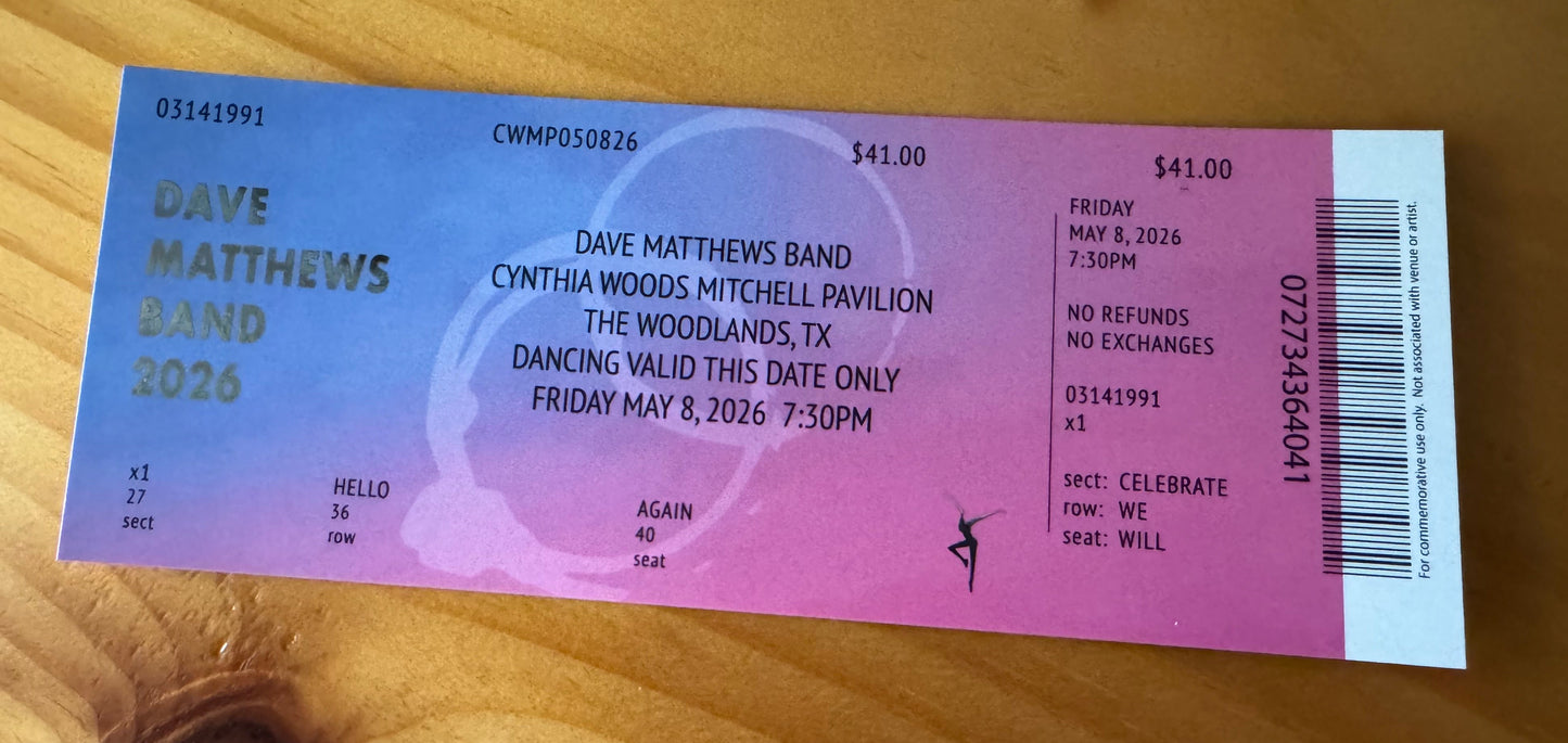 Woodlands 5.8.26 Commemorative Ticket Summer Tour 2026