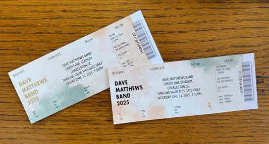 Commemorative Tickets Charleston 6.20.25 + 6.21.25 | Physical Concert Ticket Souvenir Keepsake Gift