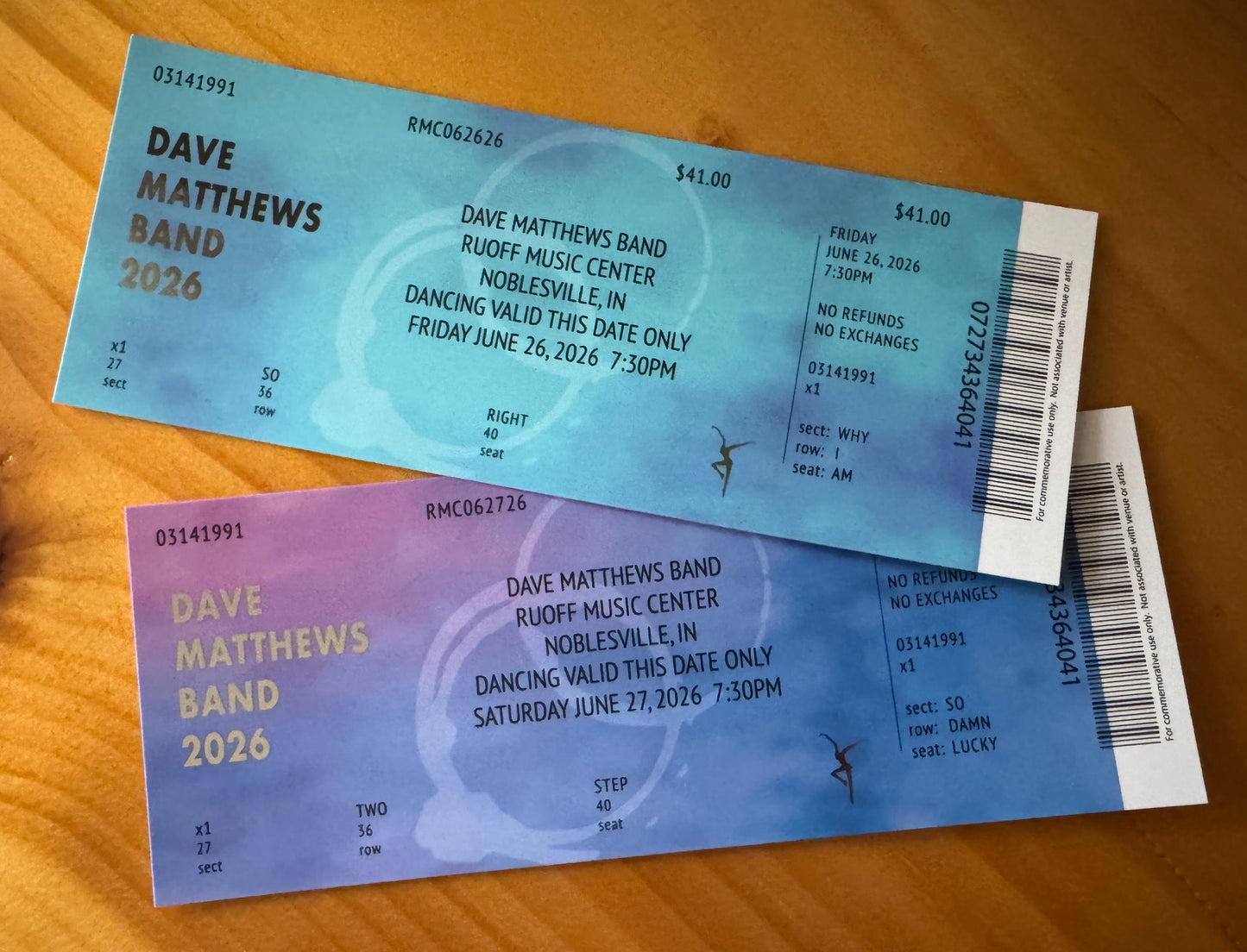 Noblesville 6.26.26 + 6.27.26 Commemorative Ticket Summer Tour 2026