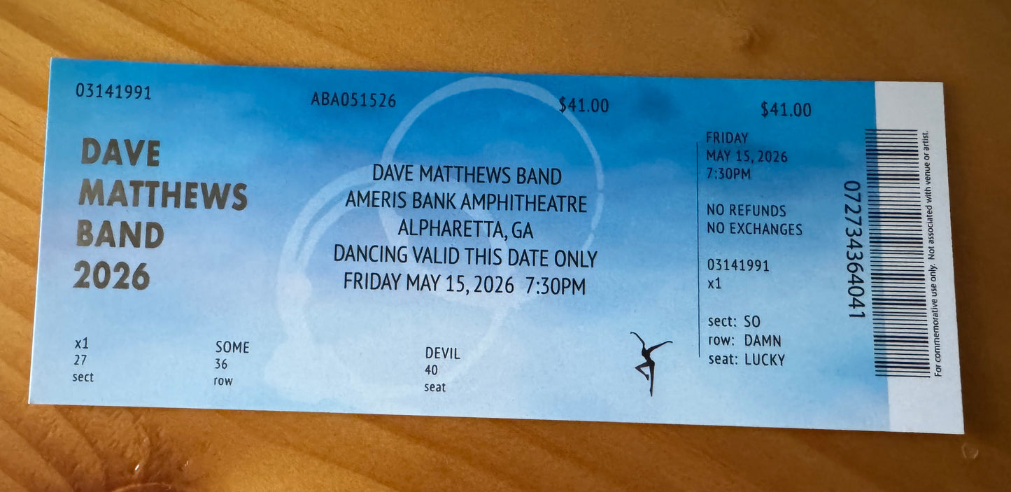Alpharetta 5.15.26 Commemorative Ticket Summer Tour 2026