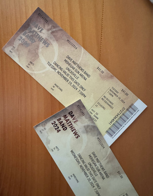 Commemorative Ticket Mohegan 11.19.24 + 11.20.24 Fall Tour 2024 | Physical Concert Ticket Souvenir Keepsake Gift