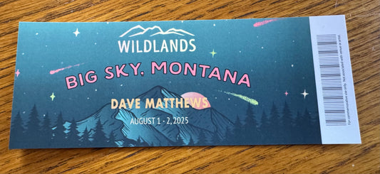 Commemorative Ticket Big Sky 8.1.25 + 8.2.25 | Physical Concert Ticket Souvenir Keepsake Gift