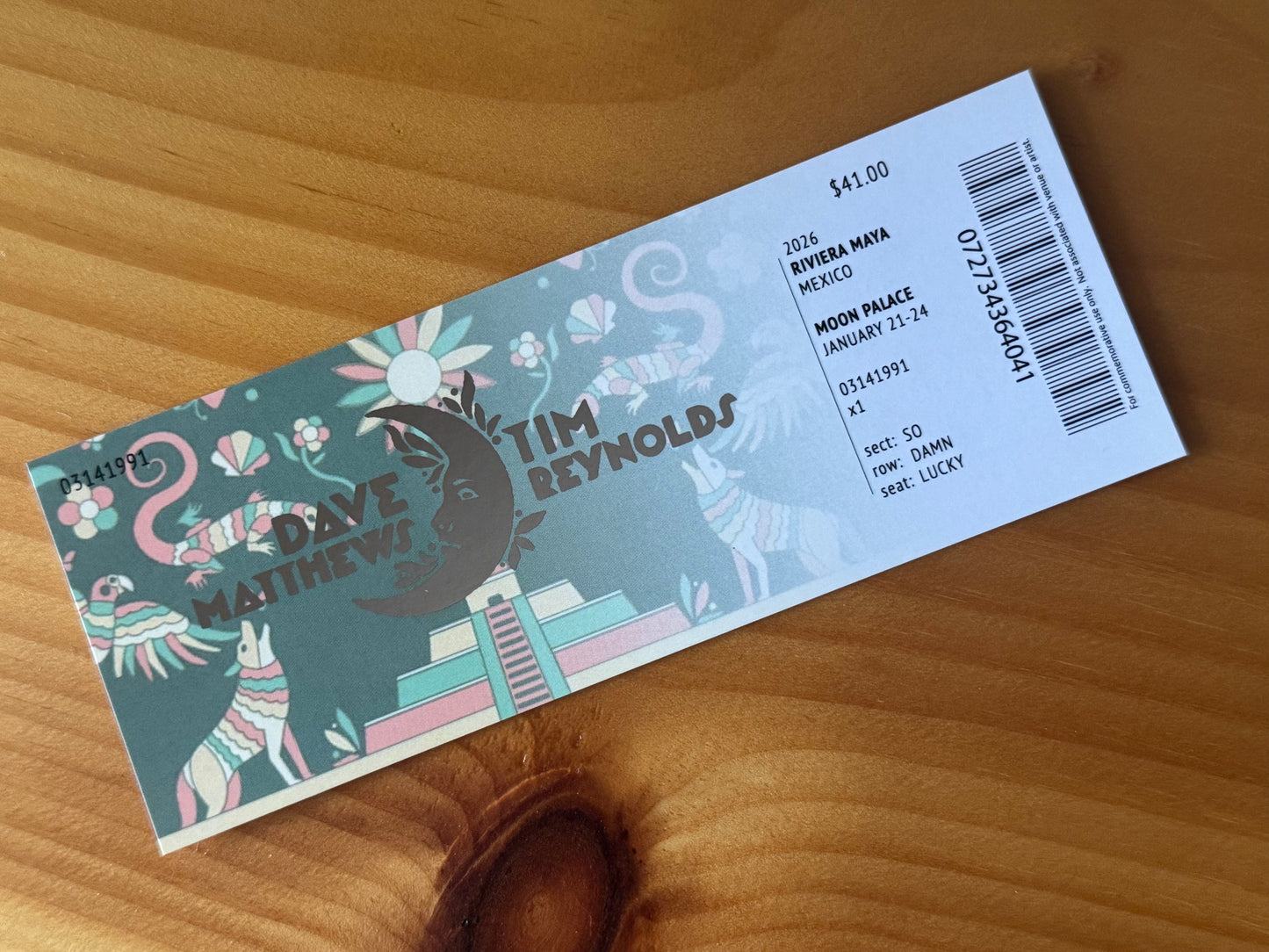 Commemorative Ticket Mexico 2026 | Physical Concert Ticket Souvenir Keepsake Gift