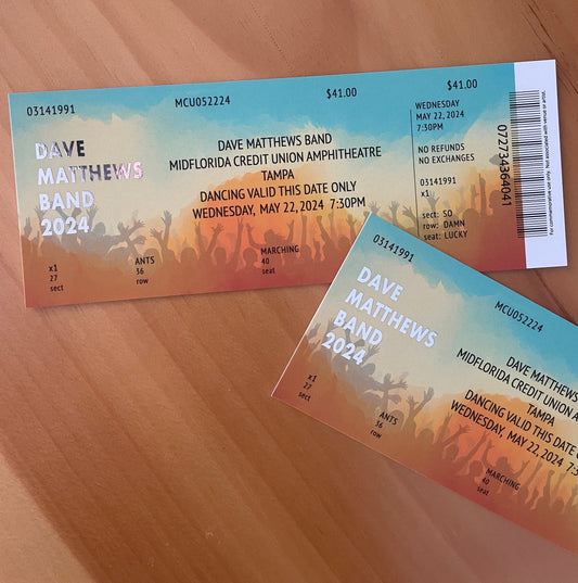 DMB Summer Tour 2024 Tampa 5.22.24 Commemorative Ticket