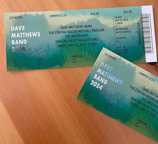 DMB Summer Tour 2024 Woodlands 5.31.24 Commemorative Ticket