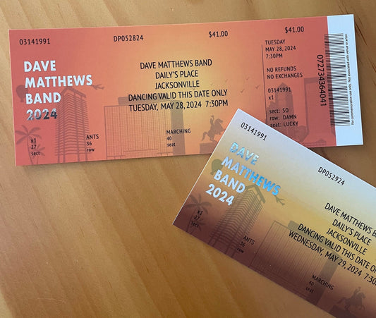 DMB Summer Tour 2024 Jacksonville 5.28.24 Commemorative Ticket