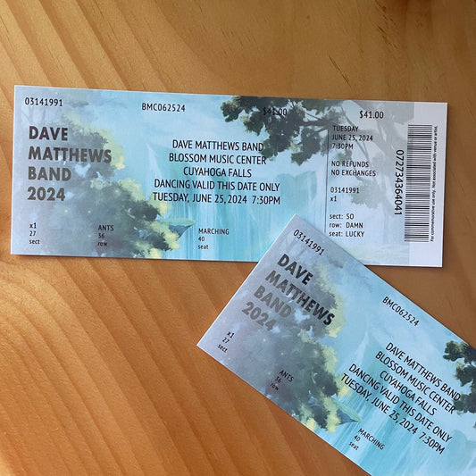 DMB Summer Tour 2024 Cuyahoga Falls 6.25.24 Commemorative Ticket