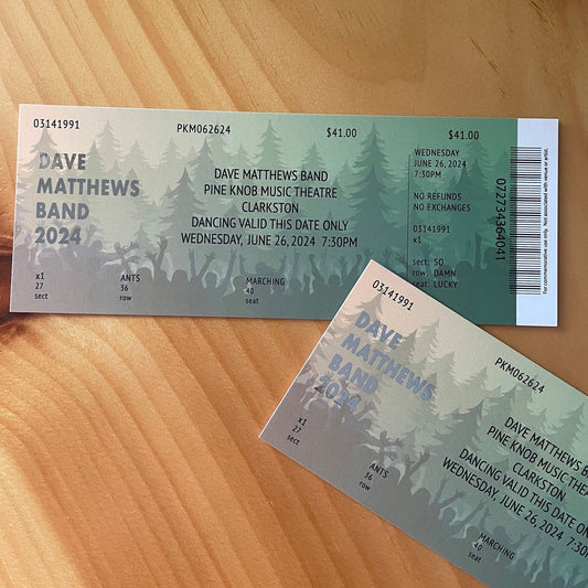 DMB Summer Tour 2024 Pine Knob 6.26.24 Commemorative Ticket