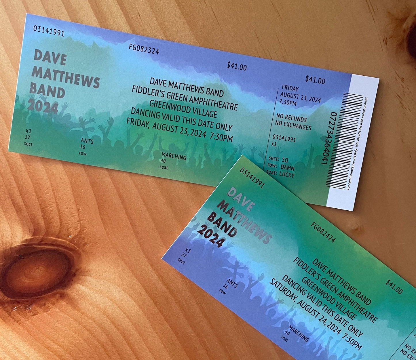 DMB Summer Tour 2024 Fiddler&#39;s Green 8.23.24 + 8.24.24 Commemorative Ticket