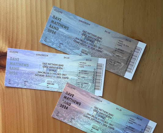 DMB Summer Tour 2024 Gorge 8.30.24 + 8.31.24 + 9.1.24 Commemorative Ticket