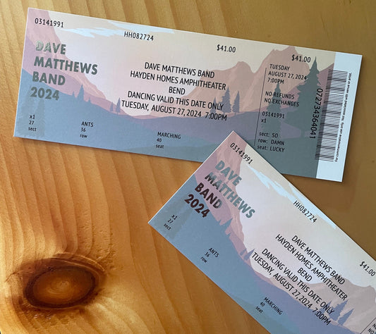DMB Summer Tour 2024 Bend 8.27.24 Commemorative Ticket