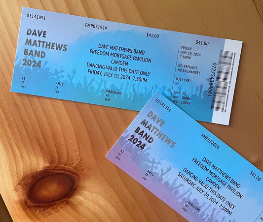 DMB Summer Tour 2024 Camden 7.19.24 + 7.20.24 Commemorative Ticket