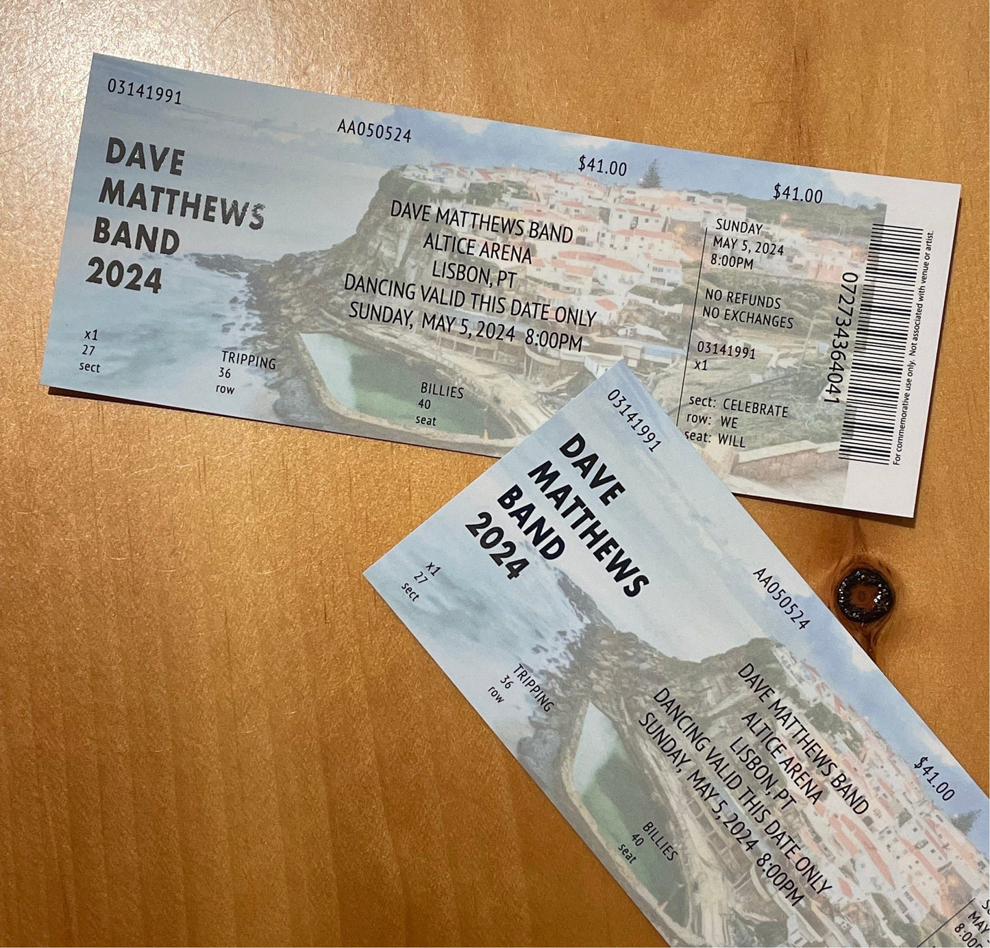 Commemorative Ticket Lisbon 5.5.24 DMB Europe Tour 2024 | Physical Concert Ticket Souvenir Keepsake Gift