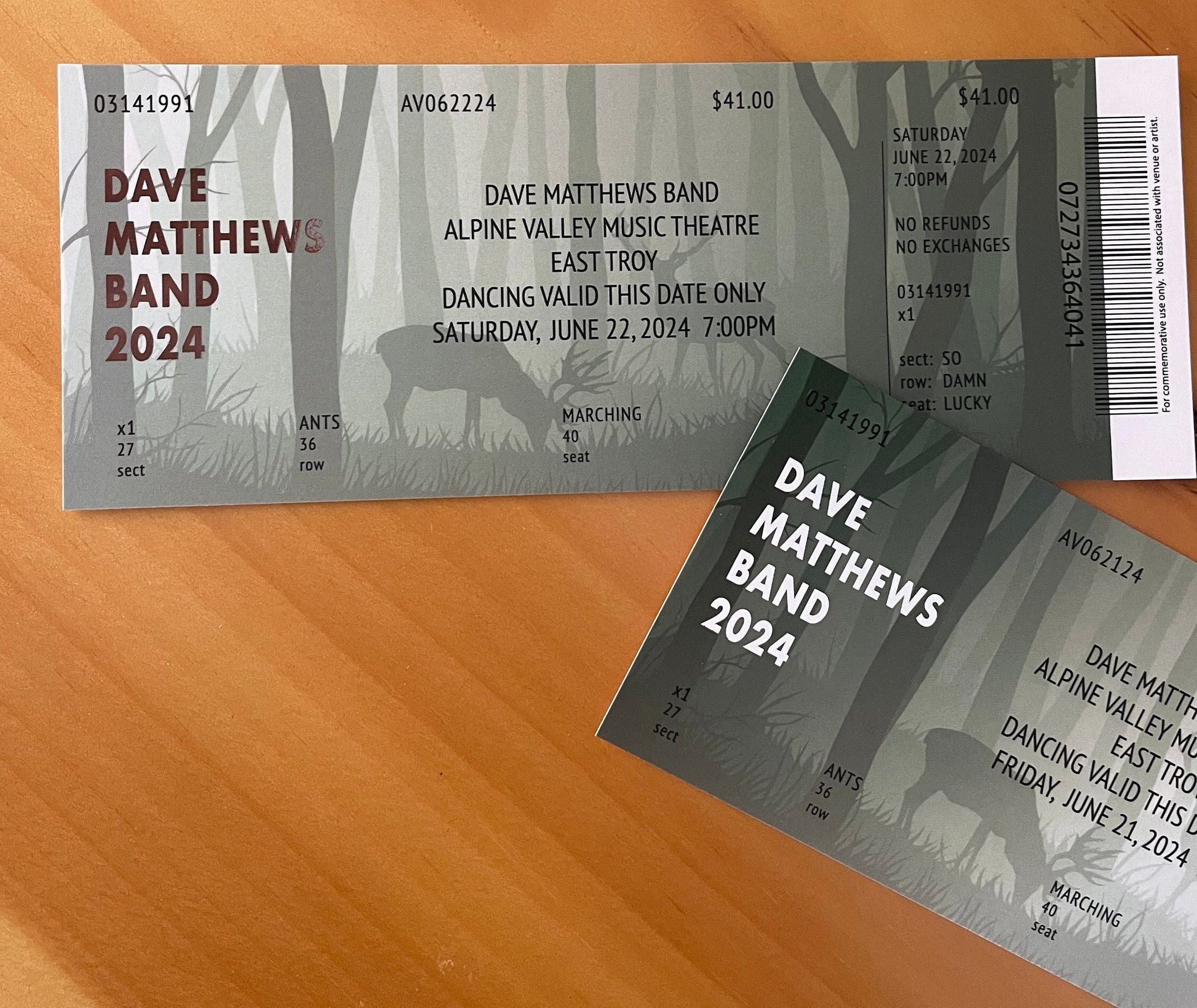 DMB Summer Tour 2024 Alpine 6.21.24 + 6.22.24 Commemorative Ticket