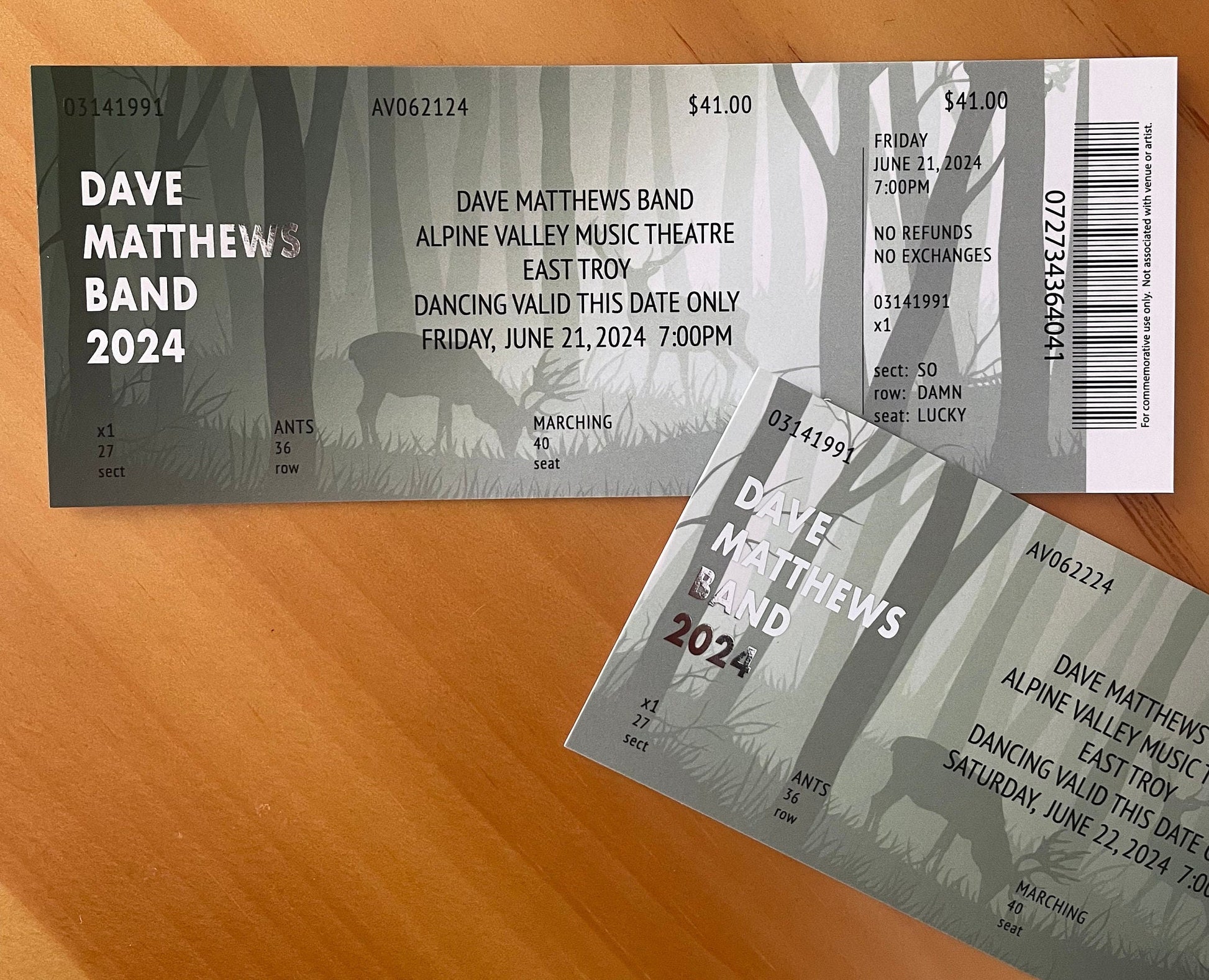DMB Summer Tour 2024 Alpine 6.21.24 + 6.22.24 Commemorative Ticket