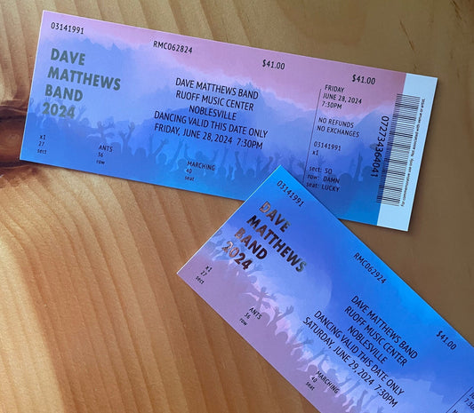 Commemorative Ticket Noblesville 6.28.24 + 6.29.24 DMB Summer Tour 2024